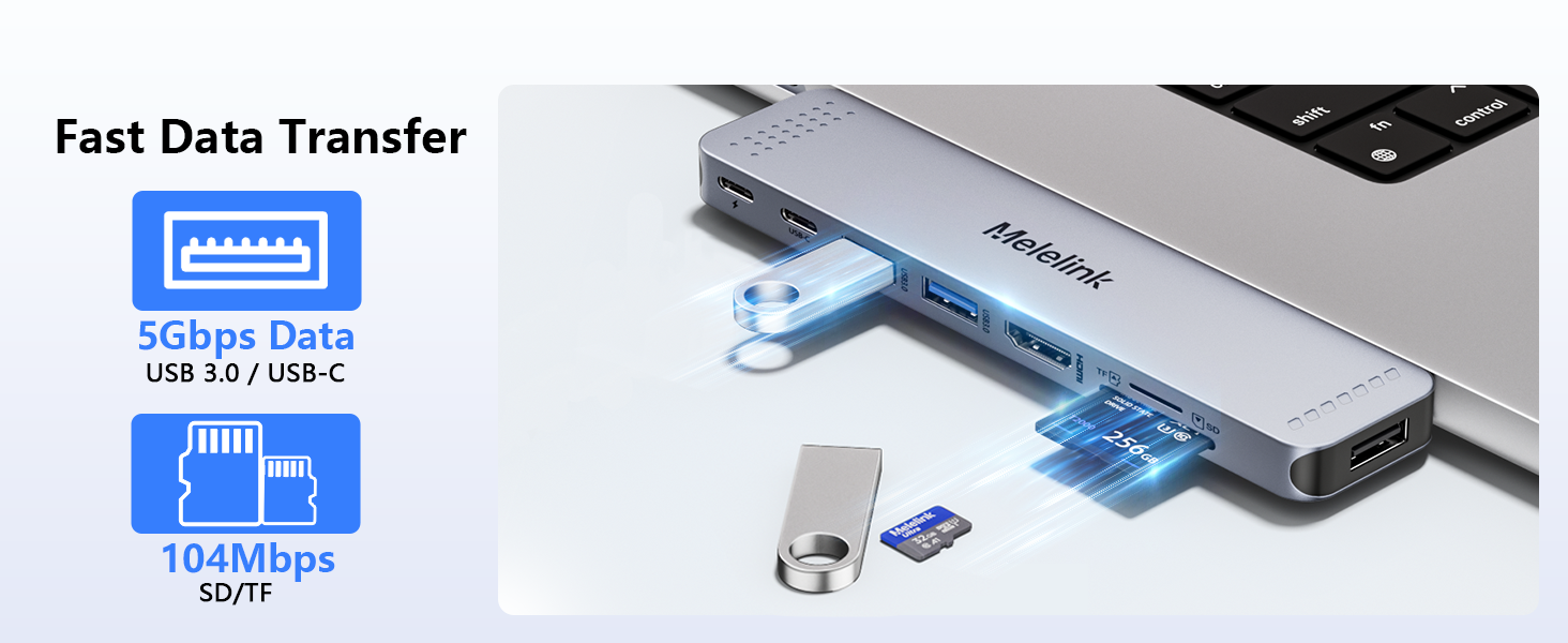 USB C Hub Macbook Accessories with HDMI 4K, Thunderbolt 3, USB C Data Ports,SD/TF Card Slot