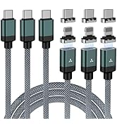 100W USB C Magnetic Charging Cable, 2 in 1 Charger Cable for lightning(3 Pack, 4/6.6/6.6FT) 480Mb...