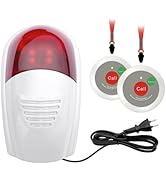 SavvyMate Wireless Panic Button Alarm System, 120dB Strobe Siren Alarm System, 1 Receiver &amp; 2 But...
