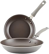 Rachael Ray Cook + Create Nonstick Frying Pans/Skillet Set, 9.5 Inch and 11.75 Inch, Gray