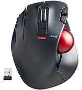 ELECOM EX-G Left-Handed Trackball Mouse, 2.4GHz Wireless, Thumb Control, 6-Button Function, Ergon...