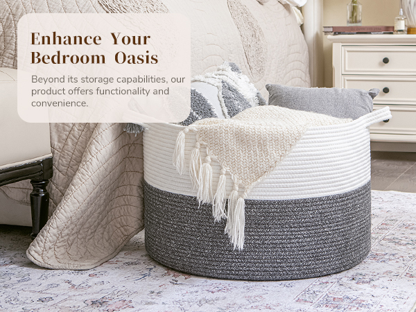 INDRESSME XXXLarge Cotton Rope Basket