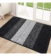 Kitinjoy Indoor Outdoor Door Mat, 32x20 Non-Slip Absorbent Dirt Trapper, Low-Profile Washable Ins...