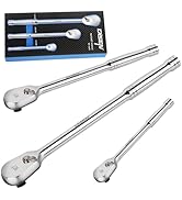 DISEN 3PCS Long Drive Ratchet Handle,1/2'',1/4'',3/8'' 90 Tooth Ratchet Wrench with Dust Proof Te...