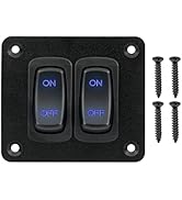 ULITECO Rocker Switch Panel, 2 Gang Toggle Switch Panel 12V, Wateroproof 5Pins Boat On-Off Switch...