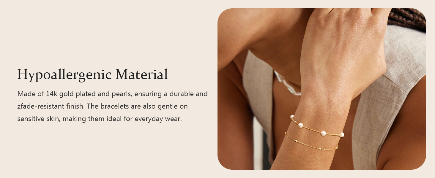 14k gold plated pearls bracelet