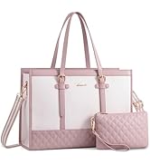 LOVEVOOK Laptop Bag for Women 15.6 inch Canvas Laptop Tote Bag, Large Capacity Work Bag with Clut...