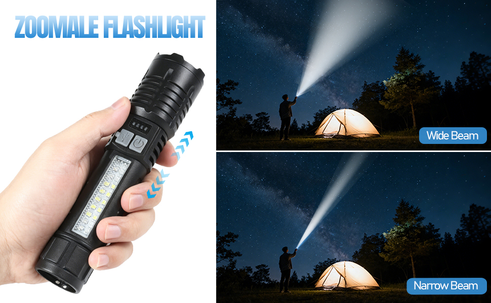 Adjustable Brightness Flash Light camping essentials tools for power outages