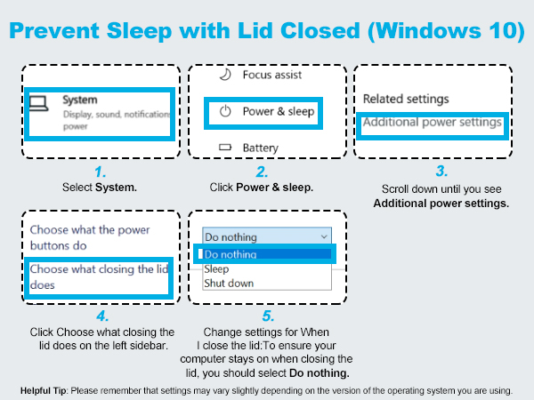 Prevent Sleep with Lid Closed(Win 10)