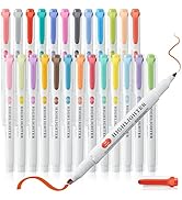 maikedepot 25 Highlighters, Pastel Highlighter Assorted Colors Markers Dual Tip Real Mild Highlig...