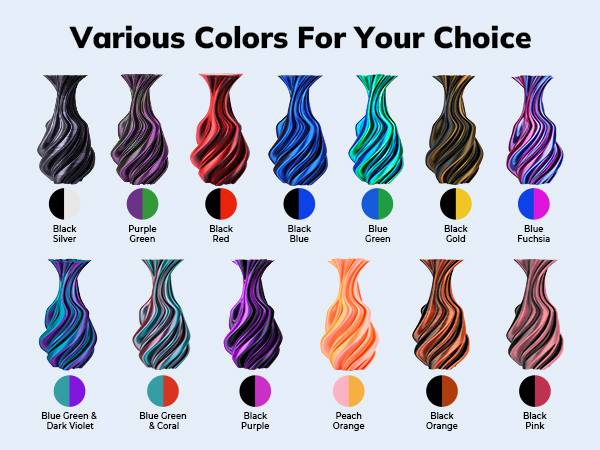 Silk PLA 3D Printer Filament, Multicolor 1.75mm PLA