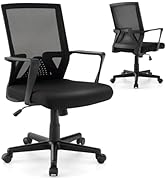 COSTWAY Ergonomic Home Office Chair, Mid-Back Mesh Desk Chair with Lumbar Support and Rocking Fun...
