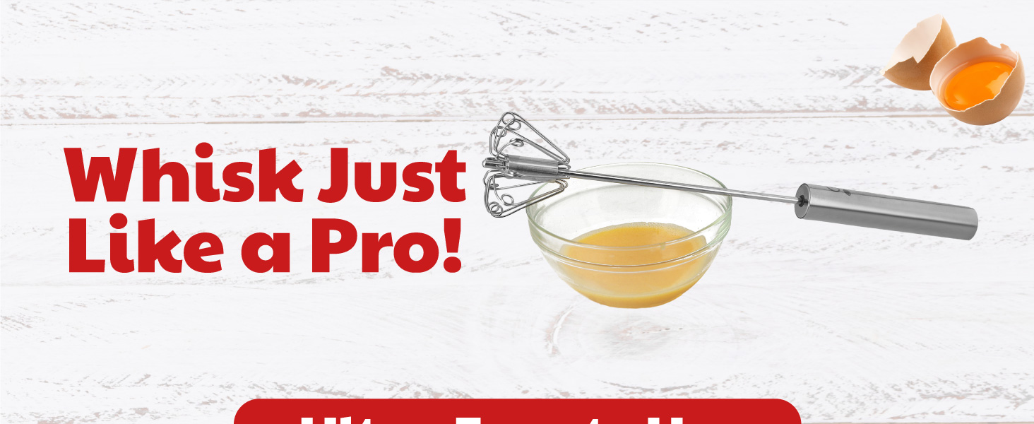 Semi-automatic whisk in use, creating foam easily and efficiently, egg beater whisk