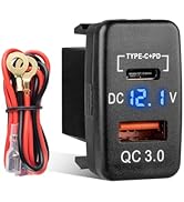 Anina for Toyota USB C Car Charger Socket, 12V/24V Dual USB Outlet PD3.0 & QC3.0 Car USB Port wit...
