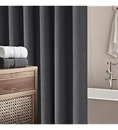 Seenus Rustic Country Faux Linen Shower Curtain Charcoal Grey, Heavyweight Polyester Fabric Showe...