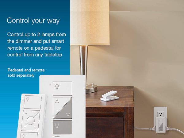 Lamp dimmer wall control, Pico smart remote, Pico pedestal
