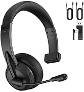 AOC Wireless Headset with Microphone for Work, AI ENC Noise Cancelling Bluetooth 6.0 Headset, 45H...