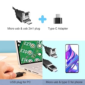 Three plugs for different devices