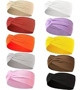 Zilotusnte 10 Pcs Wide Absorbent Sport Headbands for Women, Non-slip, Stretchy, Soft Cotton Twist...