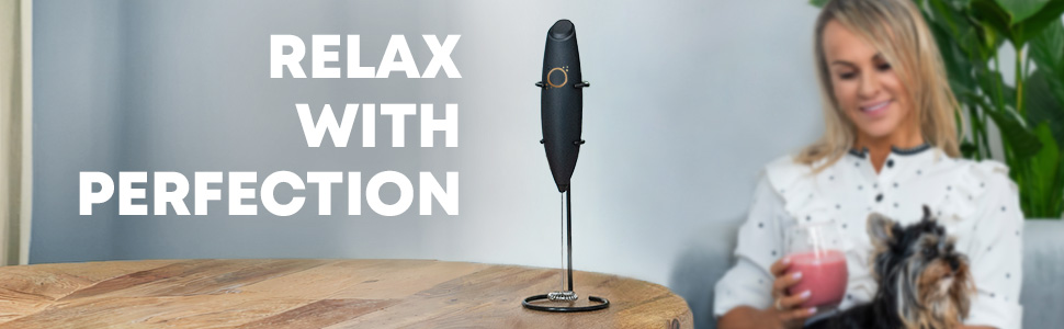 Relax with perfection: enjoying a drink made with a milk frother