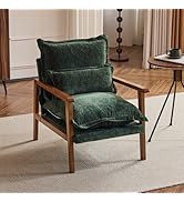 Karl home Plush Chenille Accent Chair with Lumbar Pillow &amp; Ruffled Design Cozy Lounge Chair for L...