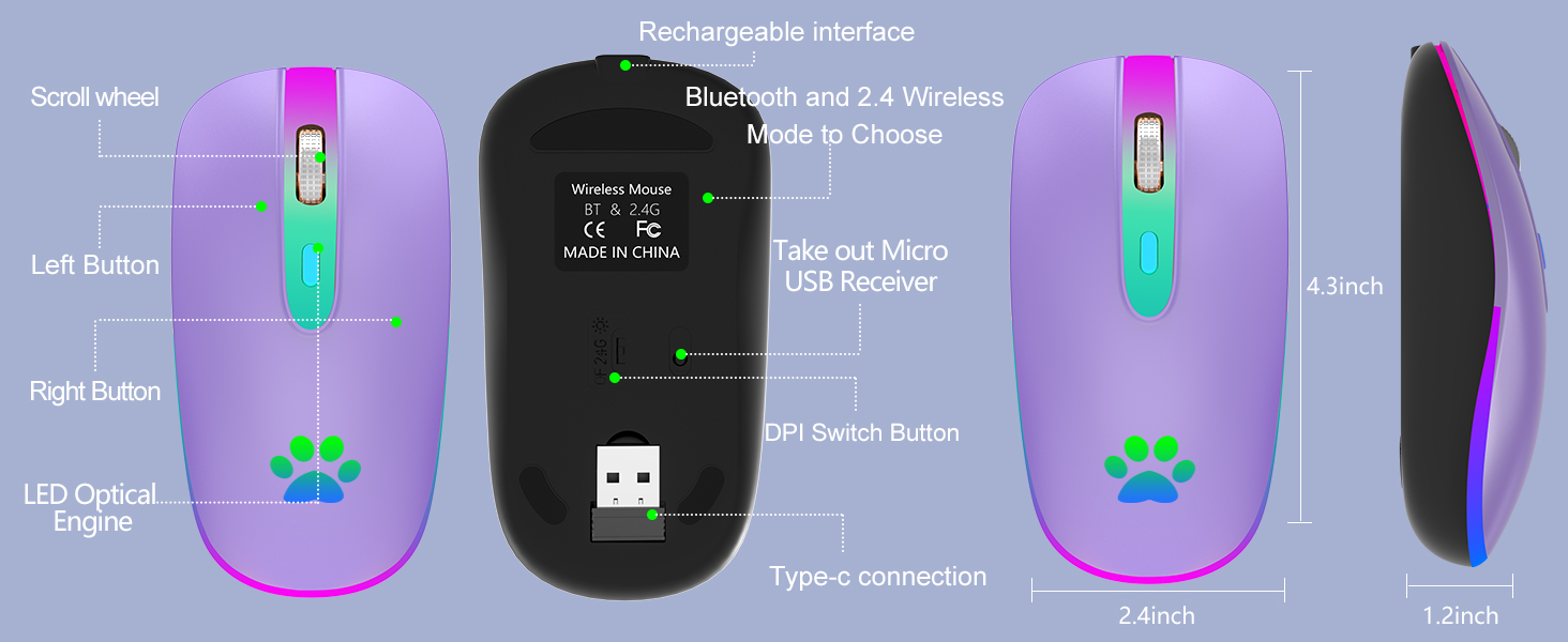 wireless mouse bluetooth usb c Mouse wireless mouse for laptop computer mouse