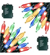 Battery Operated Christmas Lights 2 Pack 18 Feet 50 LED Clear Mini String Lights with 8 Modes Wat...