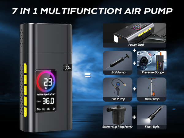 tire inflator portable air compressor cordless compact rechargeable pump for car tires 110v