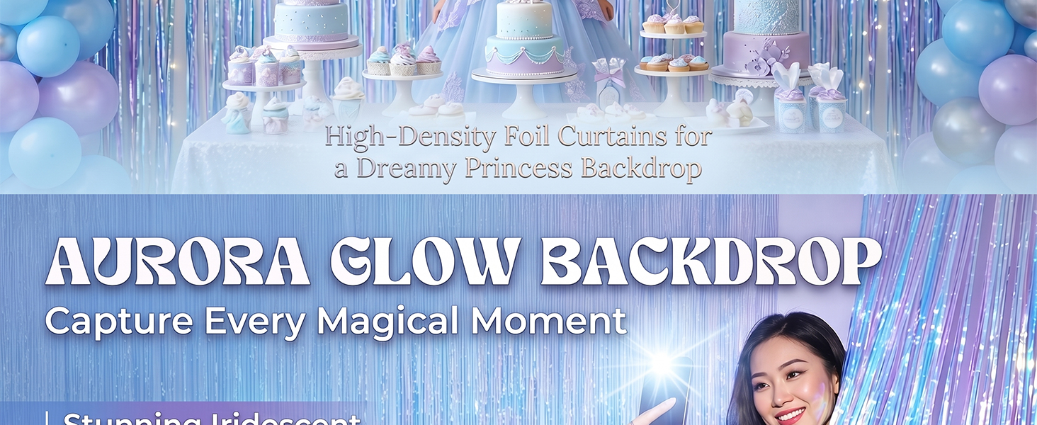 Iridescent Party Decorations Fringe Backdrop
