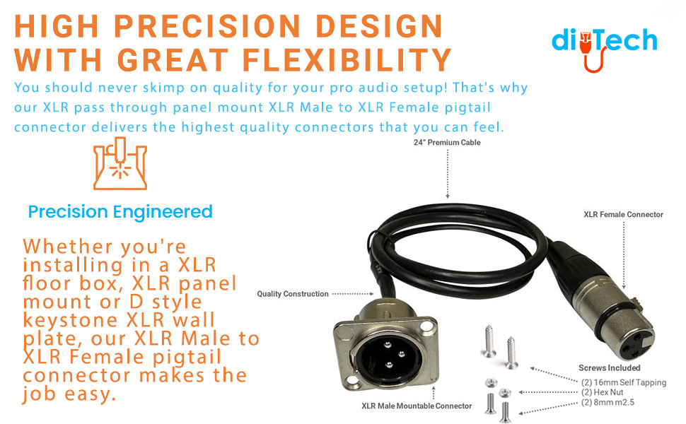 XLR Pass Through Panel Mount Connector