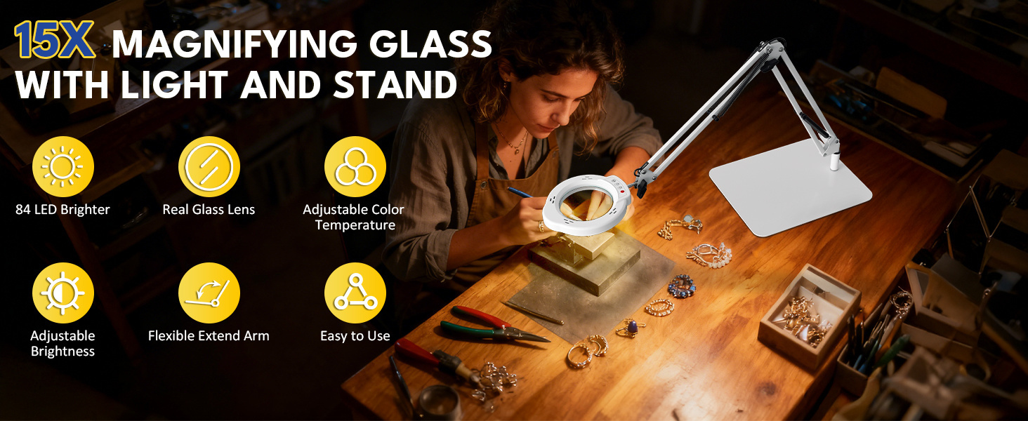 magnifying glass with light and stand tabletop magnifying desk lamp lighted magnifying glass