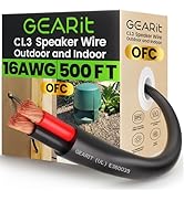 GEARit Outdoor Speaker Wire CL3 Rated, 16 Gauge Speaker Wire, Speaker Cable 500 ft for Outdoor Sp...