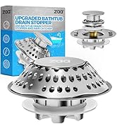 zaa Bathtub Drain Stopper, Upgraded 2in1 Tub Stopper Bathtub Drain Cover and Hair Catcher, Pop Up...