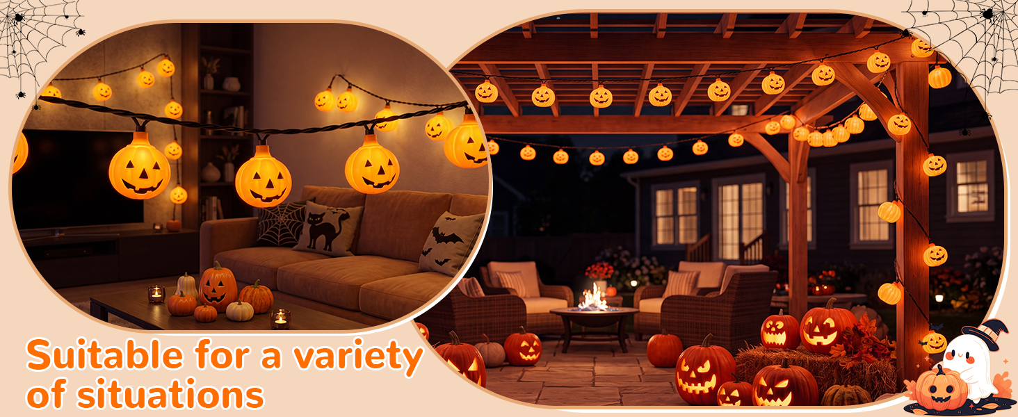 halloween pumpkin lights; plug in halloween lights; outdoor halloween decorations string lights
