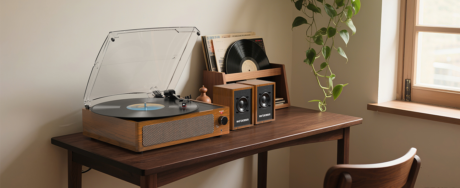 record player with speakers