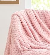 BEDELITE Valentine Day Fleece Decorative Blanket - 3D Jacquard Pink Throw Blankets for Women's Co...