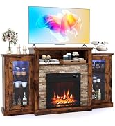 ARLIME 59 Inch Electric Fireplace TV Stand, Fireplace Heater with Mantel, 19 Inch Fireplace Inser...
