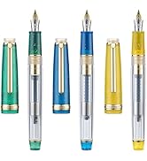 Set of 3 Jinhao 82 Fountain Pens Transparent Starry Sky Color Acrylic Fine Point Gold Trim with C...