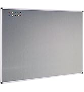 XBoard Large Grey Fabric Bulletin Board, 48 x 36 inch, Wall Mounted Fabric Message Notice Board S...