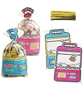 MITOB 50 Pack Reusable Goodie Gift Bags with Twist Ties Clear Window Treat Plastic Candy Snack Fo...