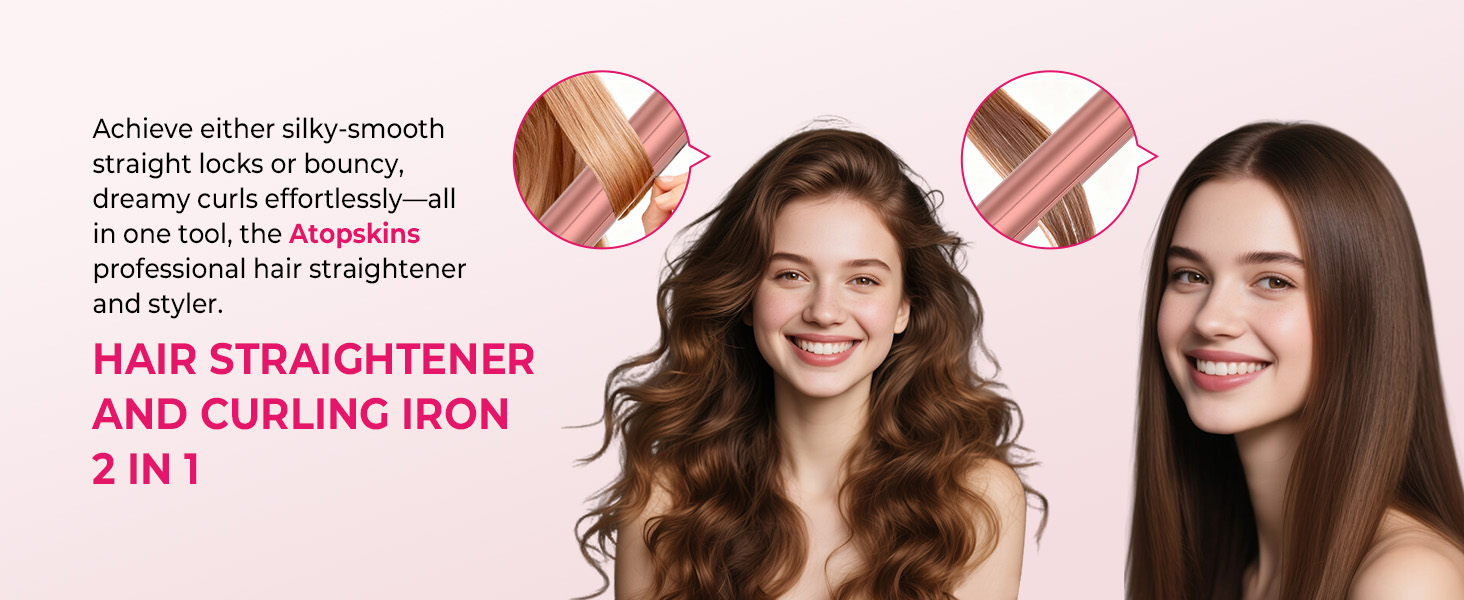 HAIR STRAIGHTENERRAND CURLING IRON 2 IN 1