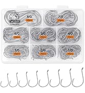 UCEC Circle Hooks Fishing Hooks 2X Strong Offset Circle Hooks Saltwater Black High Carbon Steel O...