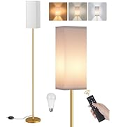 GOEBLESON 64.2” Dimmable Floor Lamp for Living Room with Remote and Foot Switch, Corner Floor Lam...