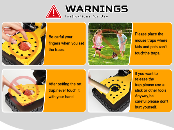 Reusable Mouse Trap Safety Instructions, Important Warnings to Avoid Pinch Injuries During Use