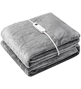 Wapaneus Foot Pocket Heated Blanket Electric Throw with 10 Heating Levels and 4 Timer Settings 4 ...