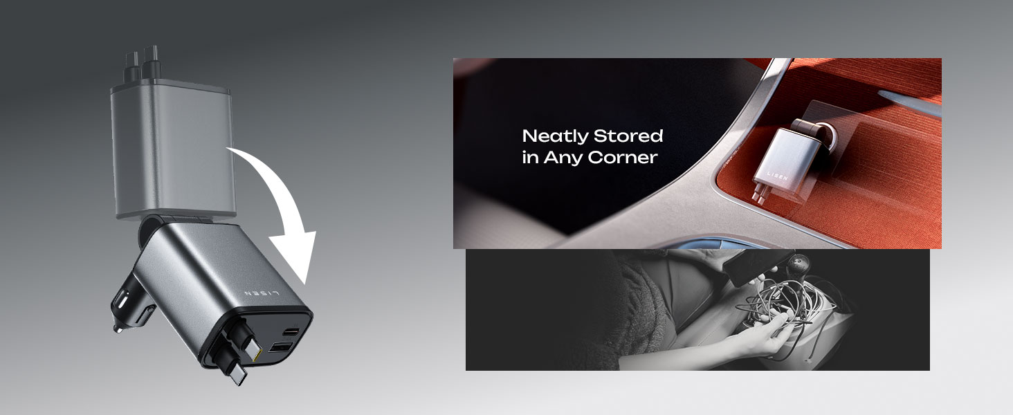 retractable usb c car charger