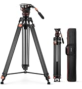 K&amp;F CONCEPT 80" Video Tripod with Fluid Head, Aluminum Heavy Duty Camera Tripod with Smooth Frict...