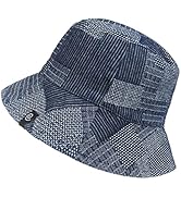 Denim Bucket Hat for Men Women Teens 100% Cotton Vintage Bucket Hats with Trendy Print Pattern Ou...
