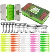 Soft Plastic Fishing Lures with Jig Heads Fish Hooks Tackle Box Kit | Fishing Accessories Kit Inc...
