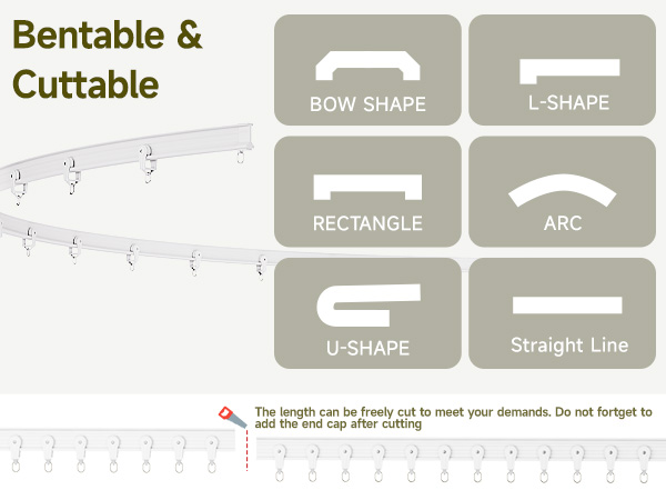 Room Divider Curtains Bendable Tracks Set,Privacy Dividers Window Blackout Curtains Living Room